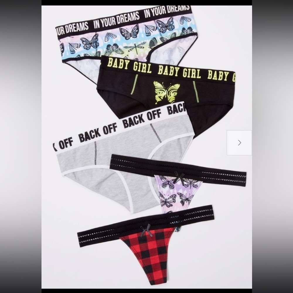 Lot/5-Pack Lg of X-Large Butterfly Plaid Assorted Fit Undies Set